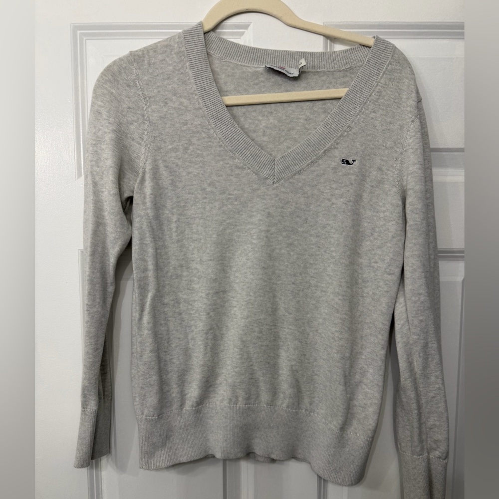 Vineyard Vines Heather Gray V-Neck Sweater